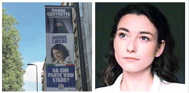 
	A sinistra la pubblicit&agrave; contestata, a destra&nbsp; Anna Haholkina

