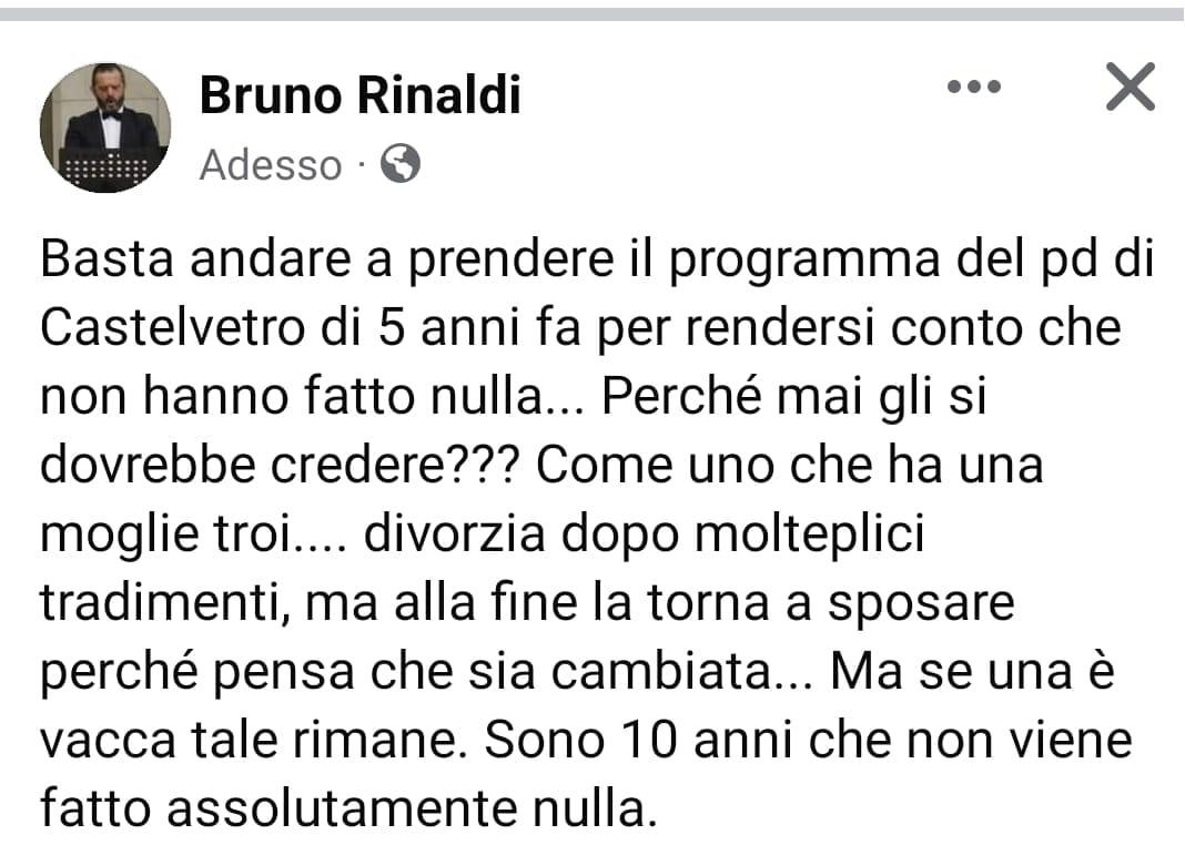 Il Pd come «una troi... e una vacca», bufera sul candidato consigliere e il centrodestra si scusa con i Dem