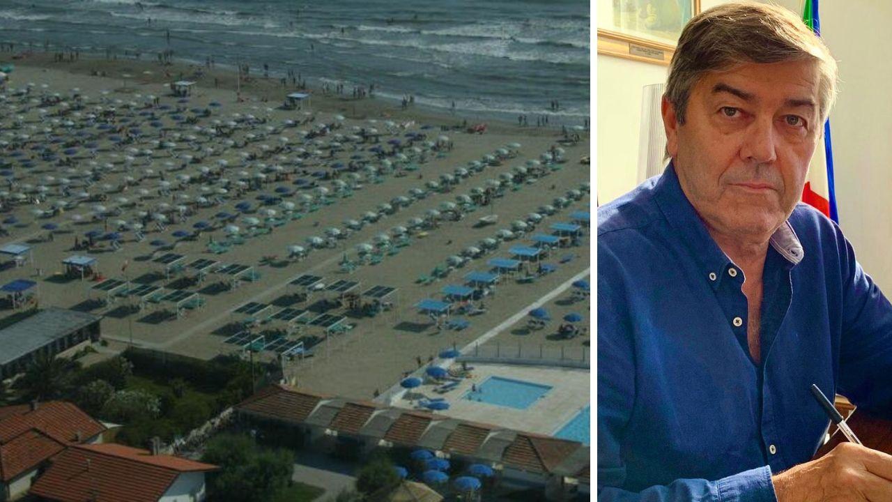 
	Il sindaco di Forte dei Marmi e una veduta dall'alto del litorale

