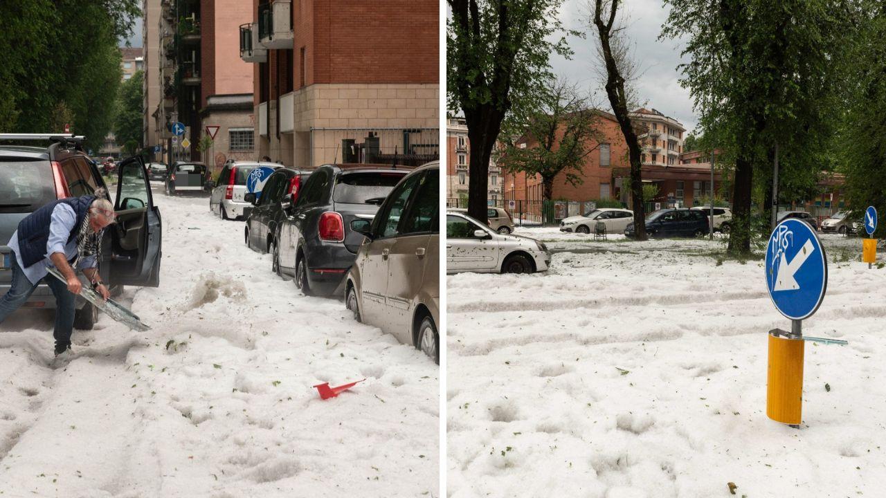Grandinata da record a Torino: strade ricoperte di acqua e ghiaccio in poco tempo – Video