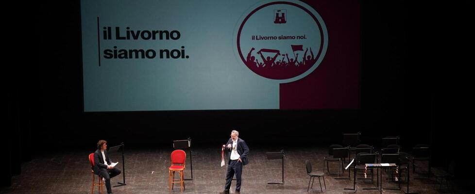 La presentazione al Goldoni del progetto “Il Livorno siamo noi” da parte di Andrea Locatelli (foto Silvi)