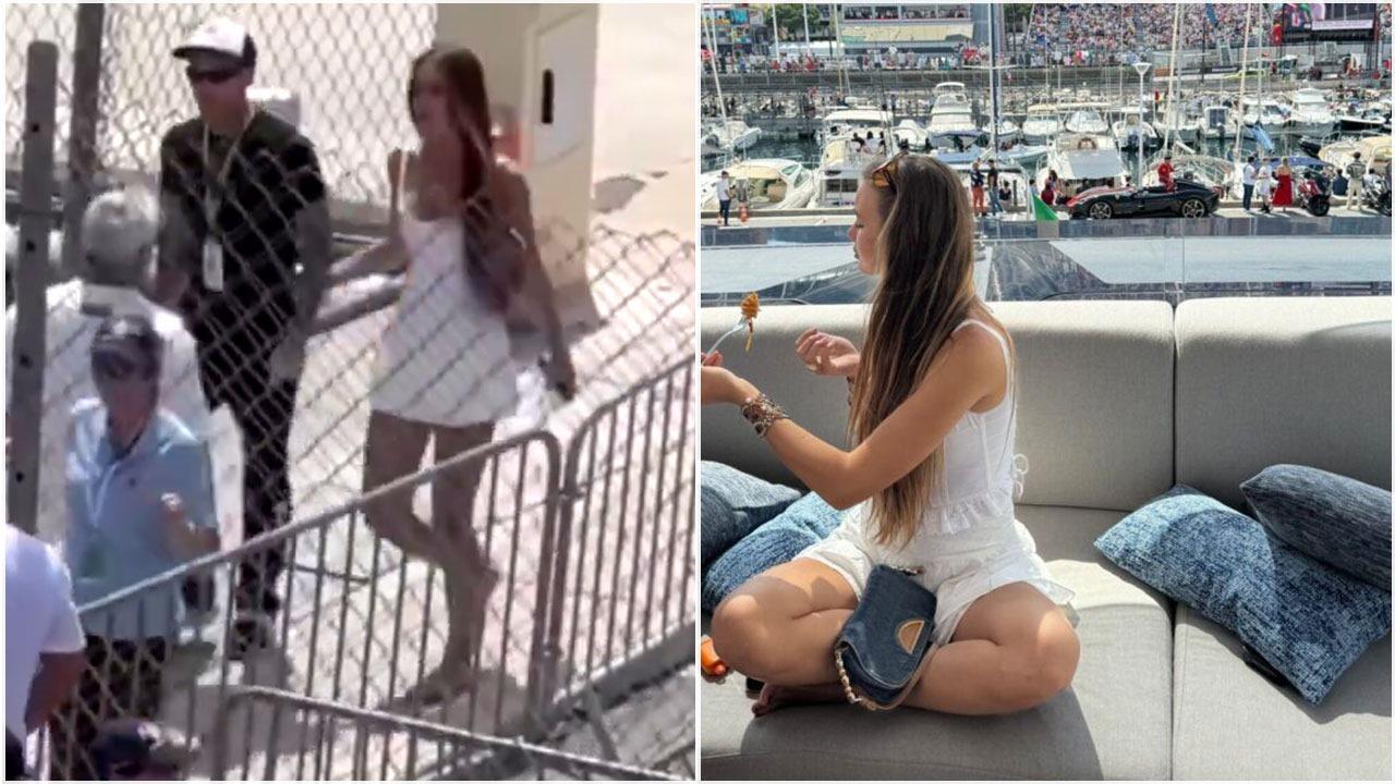 
	I frame dei due video: la modella e il rapper Fedez al Gp e una storia Instagram di Fedez

