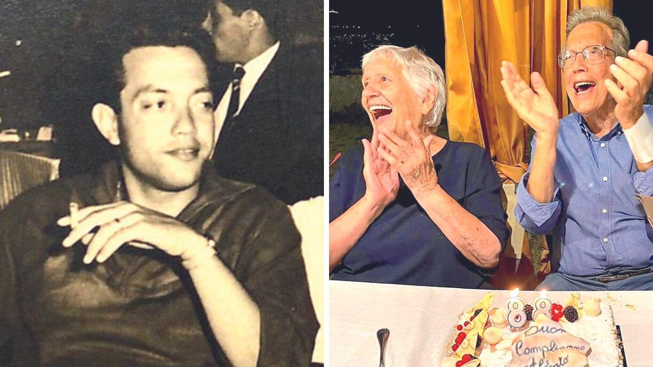 A destra Alberto Pareti con la moglie, a sinistra Alberto da giovane<br />
