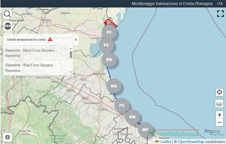 Rivera emiliano romagnola, resta un tratto di mare bocciato dall’Arpa