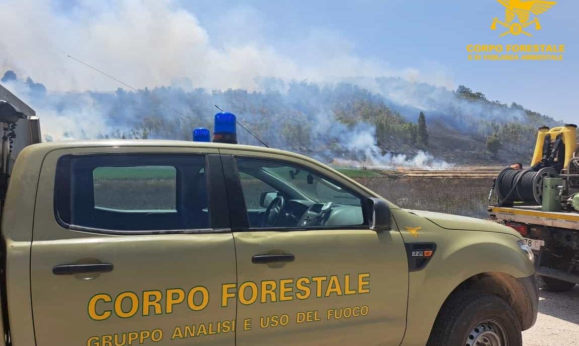 Vasto incendio nelle campagne di Decimomannu