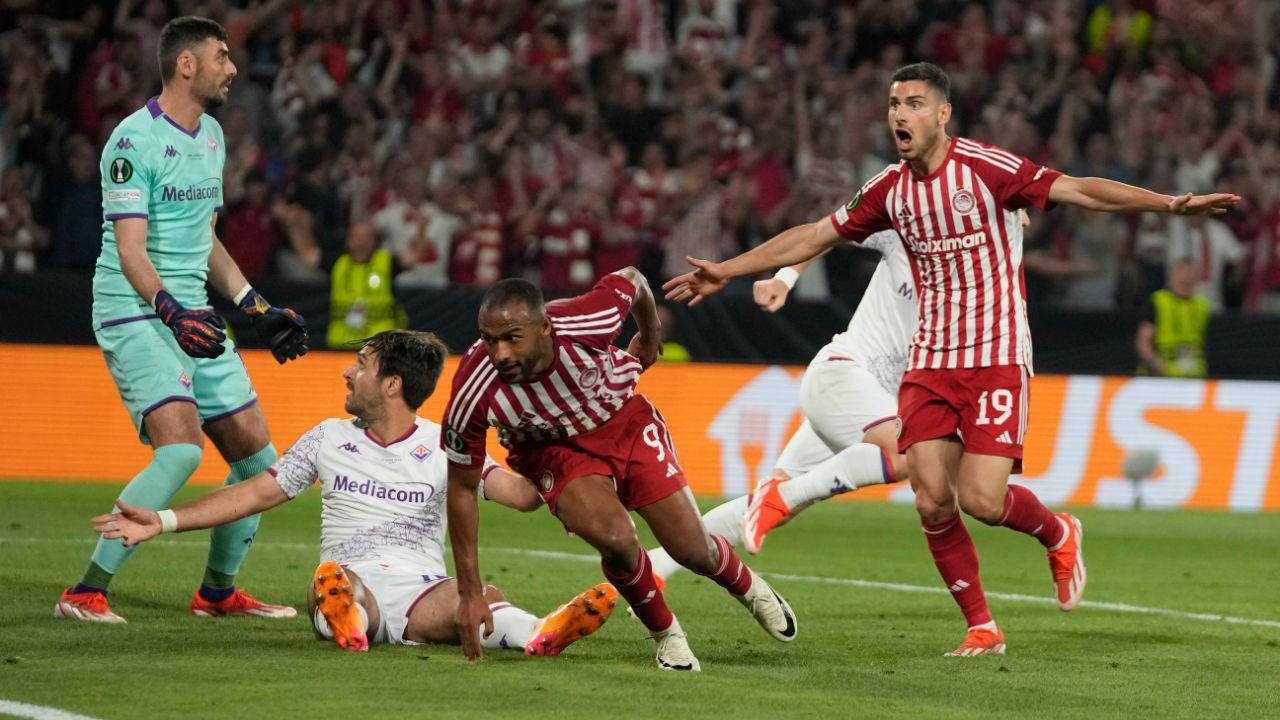 Il gol dell'Olympiacos che condanna la Fiorentina
