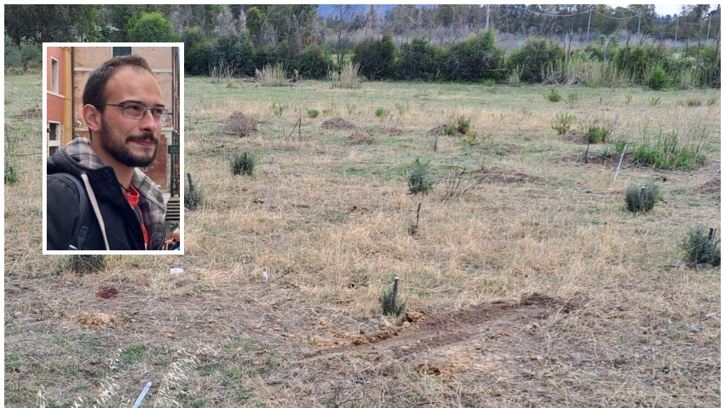 Il luogo dove è avvenuto l'incidente e nel riquadro la vittima, Simone Pisu 