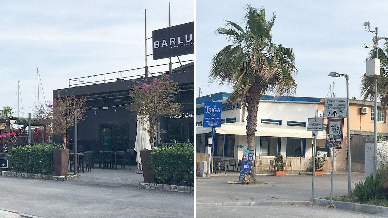 In alto a destra, le telecamere di video-sorveglianza attive, sullo spiazzo dove si sono concentrati i ragazzini e accanto a La Tuga