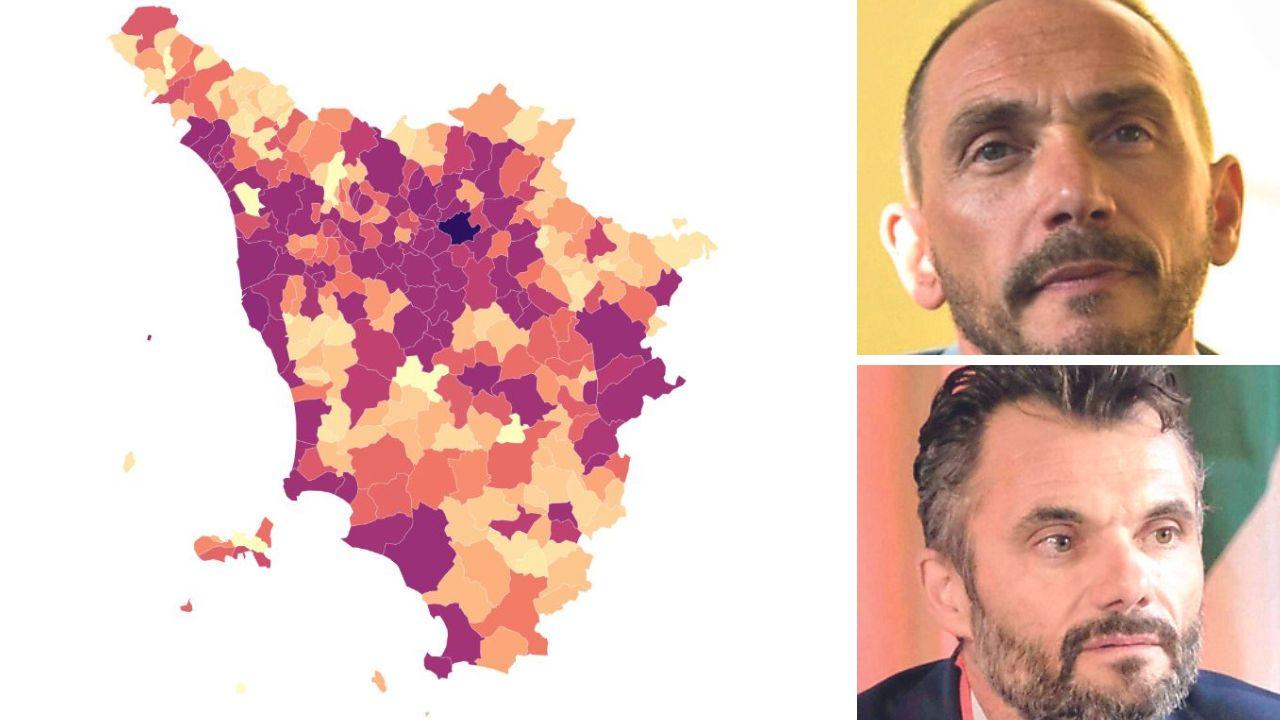 
	La mappa dei tagli, a dx Emiliano Fossi e Matteo Biffoni

