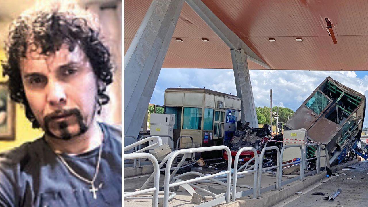 Il casellante 43enne e il luogo della tragedia (Foto Falorni/Silvi)
