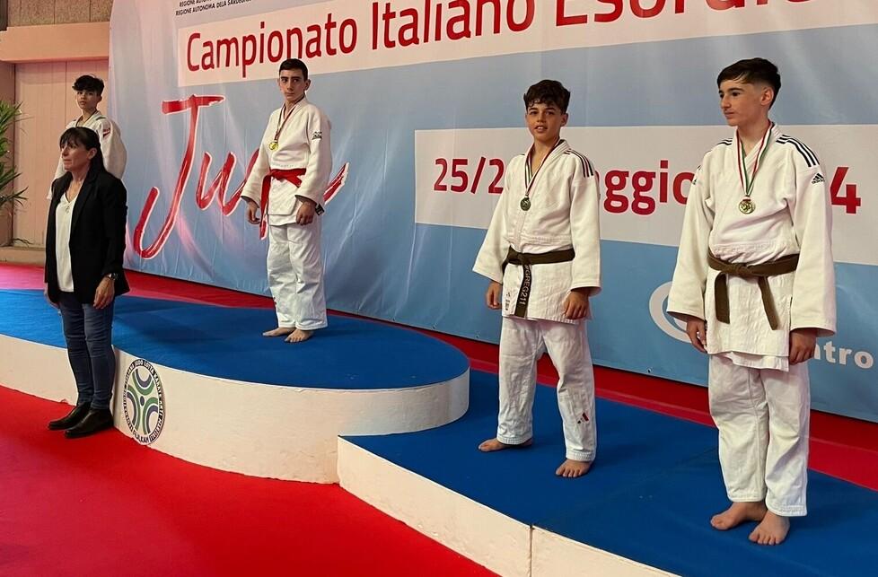 Il podio della finale nazionale di judo di Olbia dove Gruosso si è classificato terzo