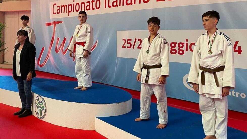 Il podio della finale nazionale di judo di Olbia dove Gruosso si è classificato terzo