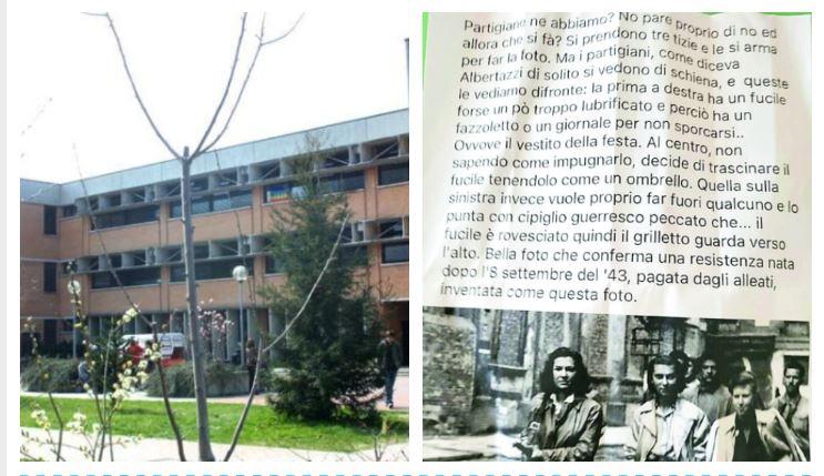 
	A destra&nbsp;il volantino della prof&nbsp;che mette in dubbio la foto della Resistenza

