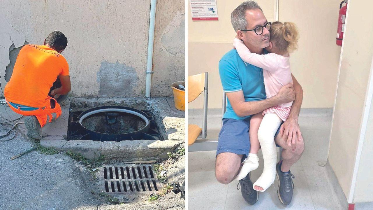 Portoferraio, cade nel tombino in braccio al padre: bambina di 3 anni si rompe la gamba