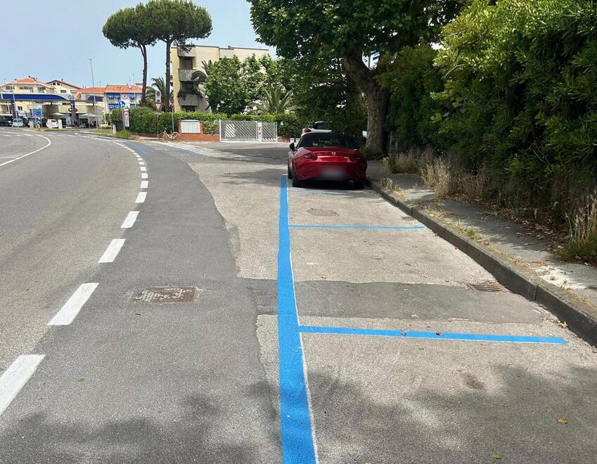 I nuovi stalli blu comparsi in tutta Città Giardino (foto Paglianti)