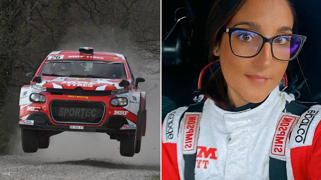 L’auto da rally pilotata da Stefano Bizzarri e Luisa Lanera