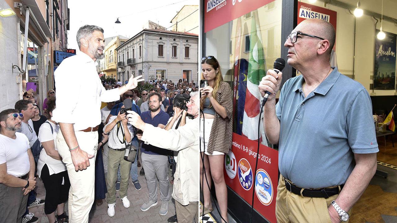 
	Da sinistra Francesco Ferrari e Gianni Anselmi parlano ai rispettivi sostenitori ad urne chiuse

