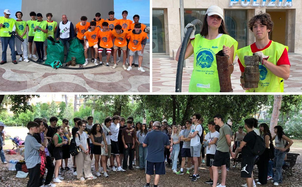 Livorno, da Villa Fabbricotti a Monterotondo fino al lungomare studenti acchiapparifiuti con Reset