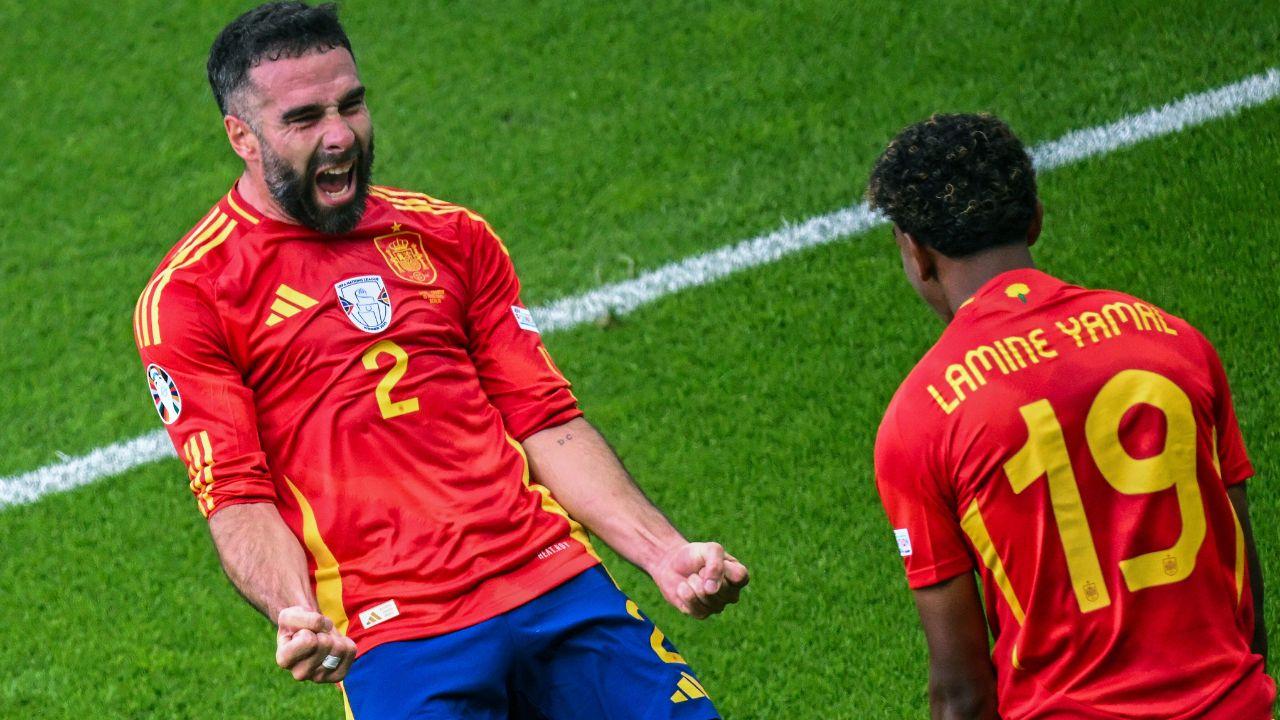 L'esultanza dei giocatori spagnoli