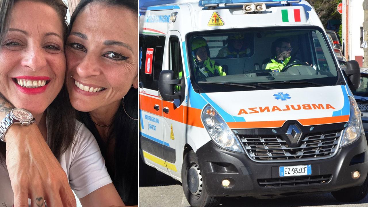 Clara Antoni e Barbara Manfredi e un'ambulanza della Misericordia