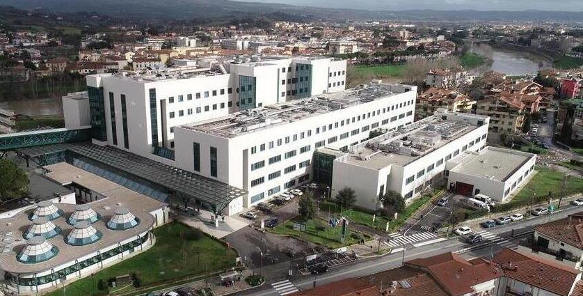 Una veduta aerea dell’ospedale San Giuseppe di Empoli che serve un bacino di 240mila persone