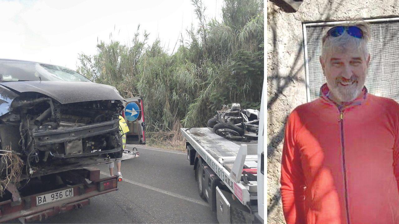 
	La Fiat Punto nera e la moto Bmw mentre vengono portate via dal carroattrezzi (foto Roberto Paglianti) e Rodolfo Rossi

