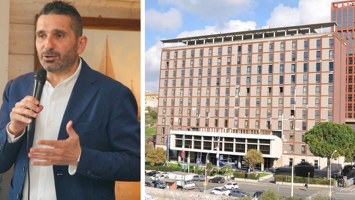 L'assessore Giuseppe Meloni e il palazzo della Regione 