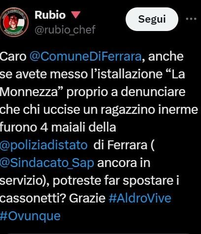 Ferrara, post su Aldrovandi: il Sap contro Rubio. «Poliziotti offesi dalle sue parole»