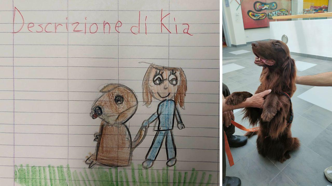 
	Un disegno di un compagno di Zoe e la cagnolina Kia

