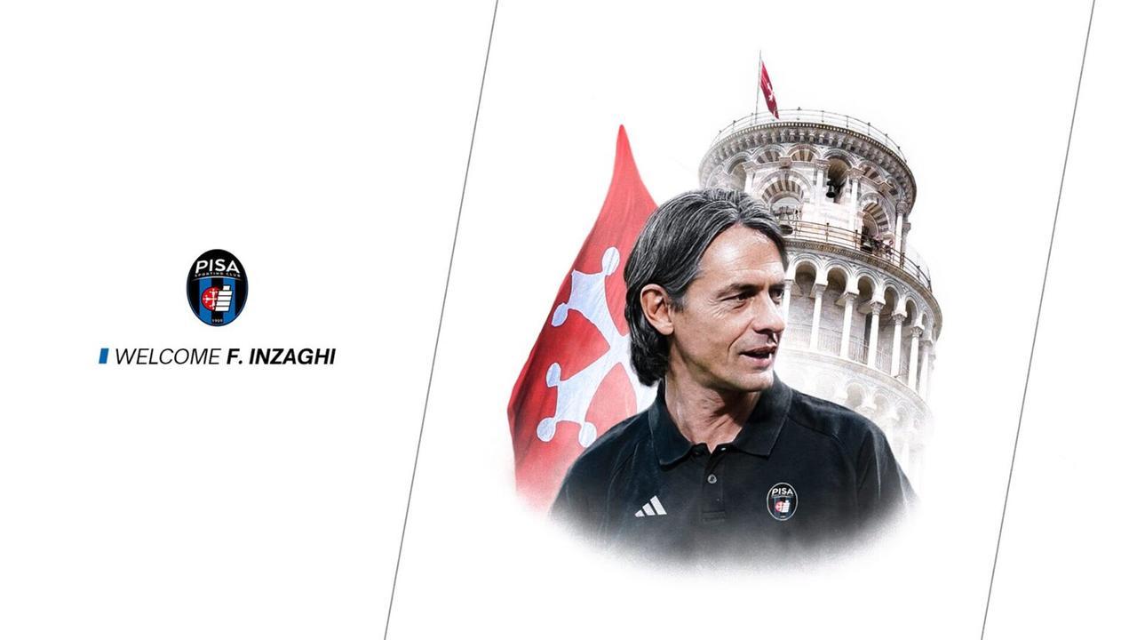 La foto del Pisa che annuncia l'arrivo di Inzaghi