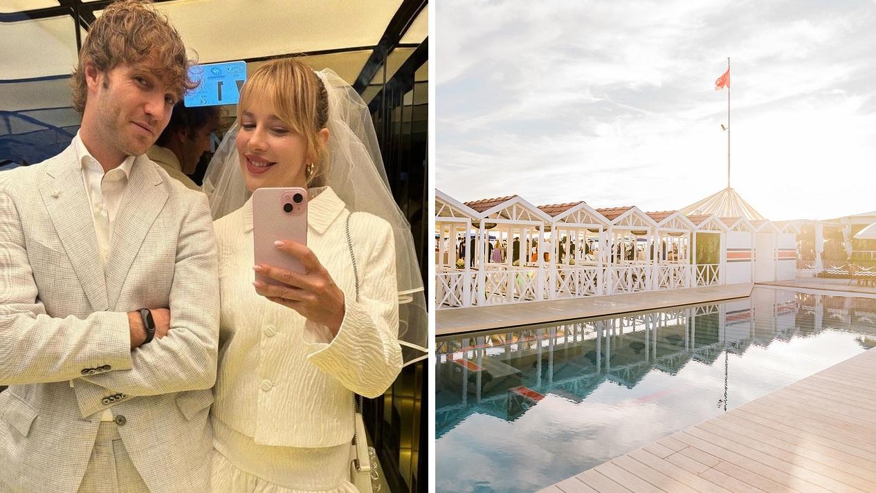 La coppia e uno scorcio dell'Augustus Beach club