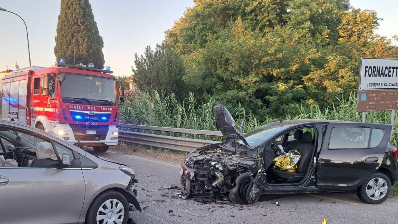 L'incidente in via di Gello (Foto vigili del fuoco)