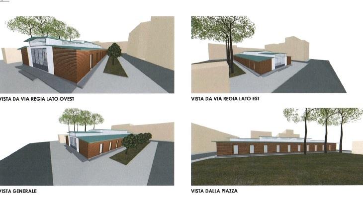 La simulazione della struttura  che accoglierà venti chioschi in una porzione di piazza Santa Maria