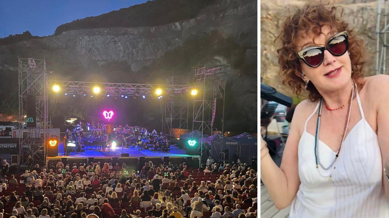 
	Il palco a Gavorrano e a destra Fiorella Mannoia

