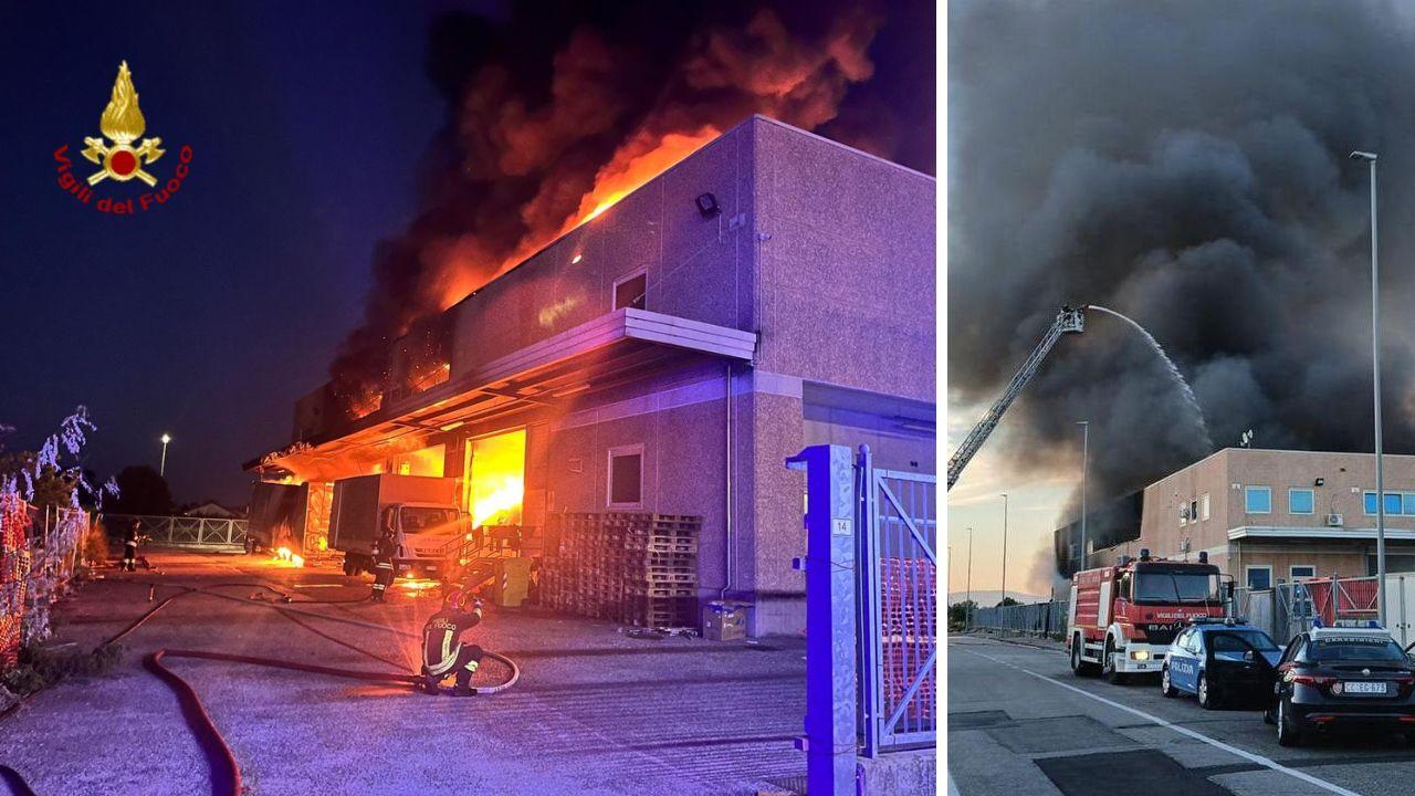 L'incendio che ha distrutto la Logistica Xin Shun Da