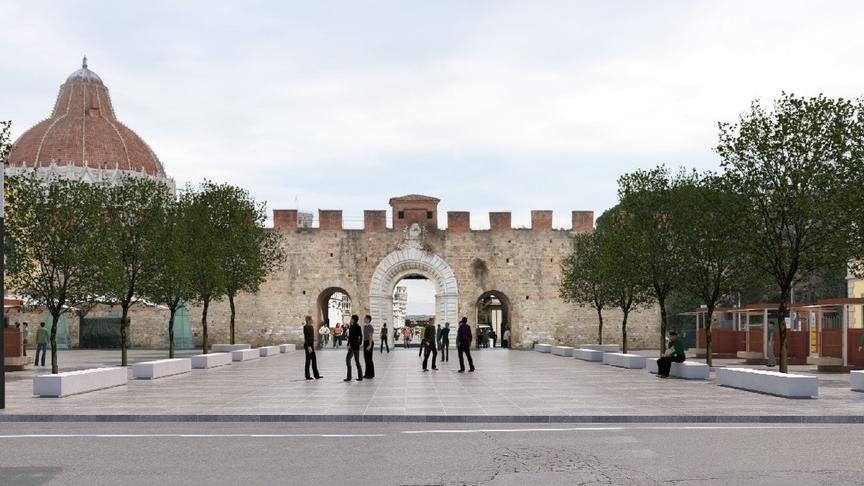 Una rappresentazione grafica del nuovo assetto di piazza Manin a Pisa
