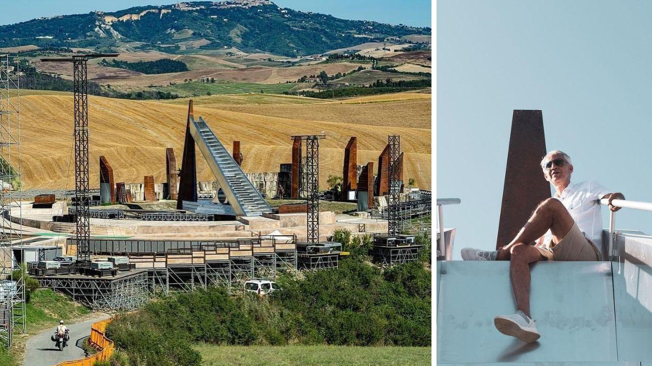 La scenografia al Teatro del Silenzio (foto instagram Andrea Bocelli