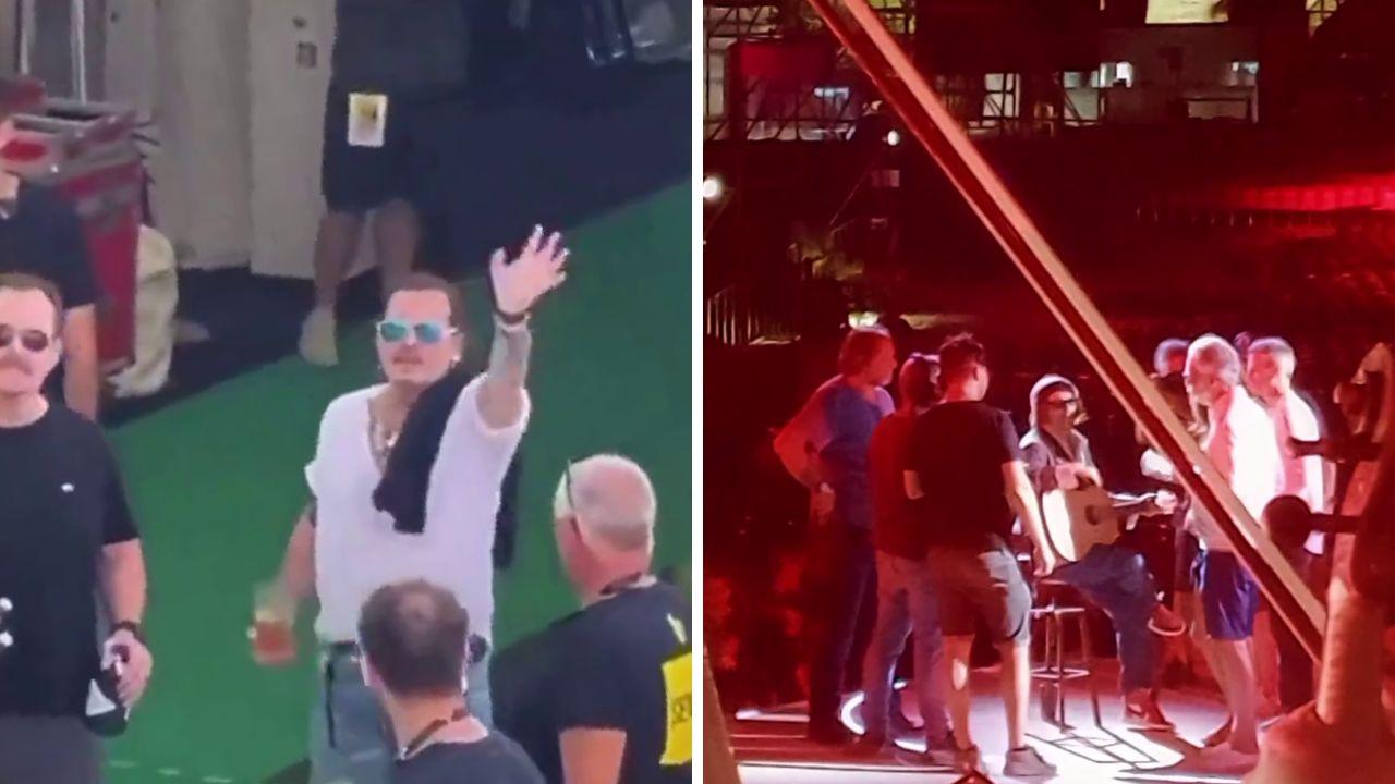 
	L'ingresso di Johnny Depp e le prove sul palco del Teatro del Silenzio a Lajatico (fermoimmagine da X)

