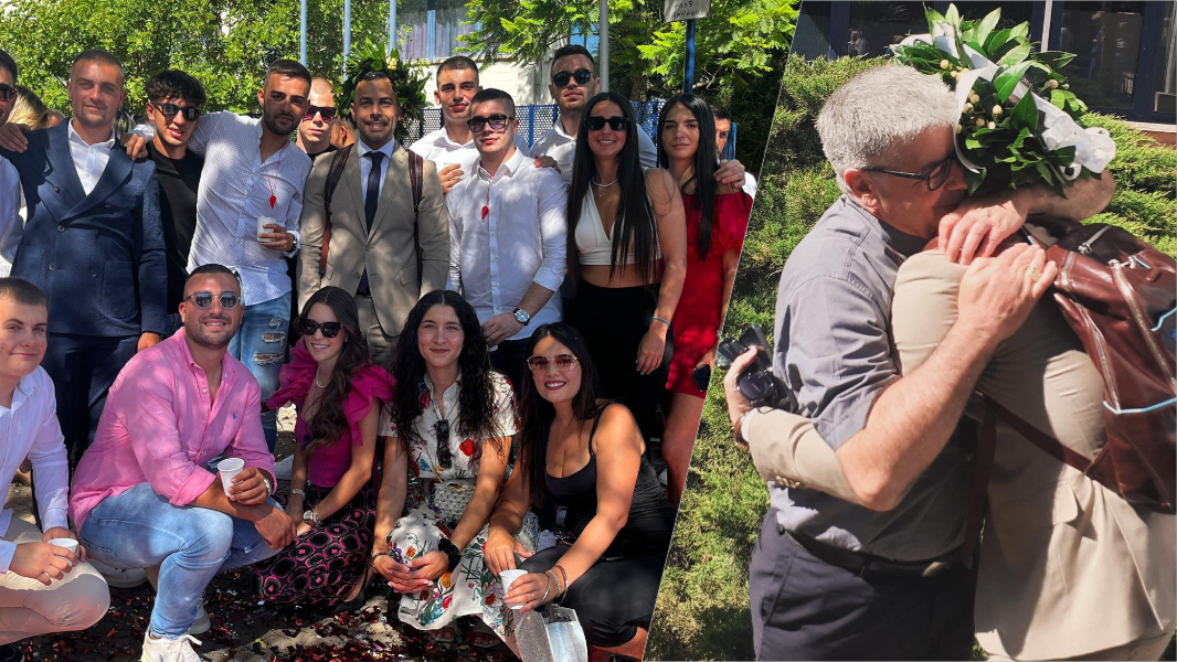 Foto di gruppo e l'abbraccio col vescovo