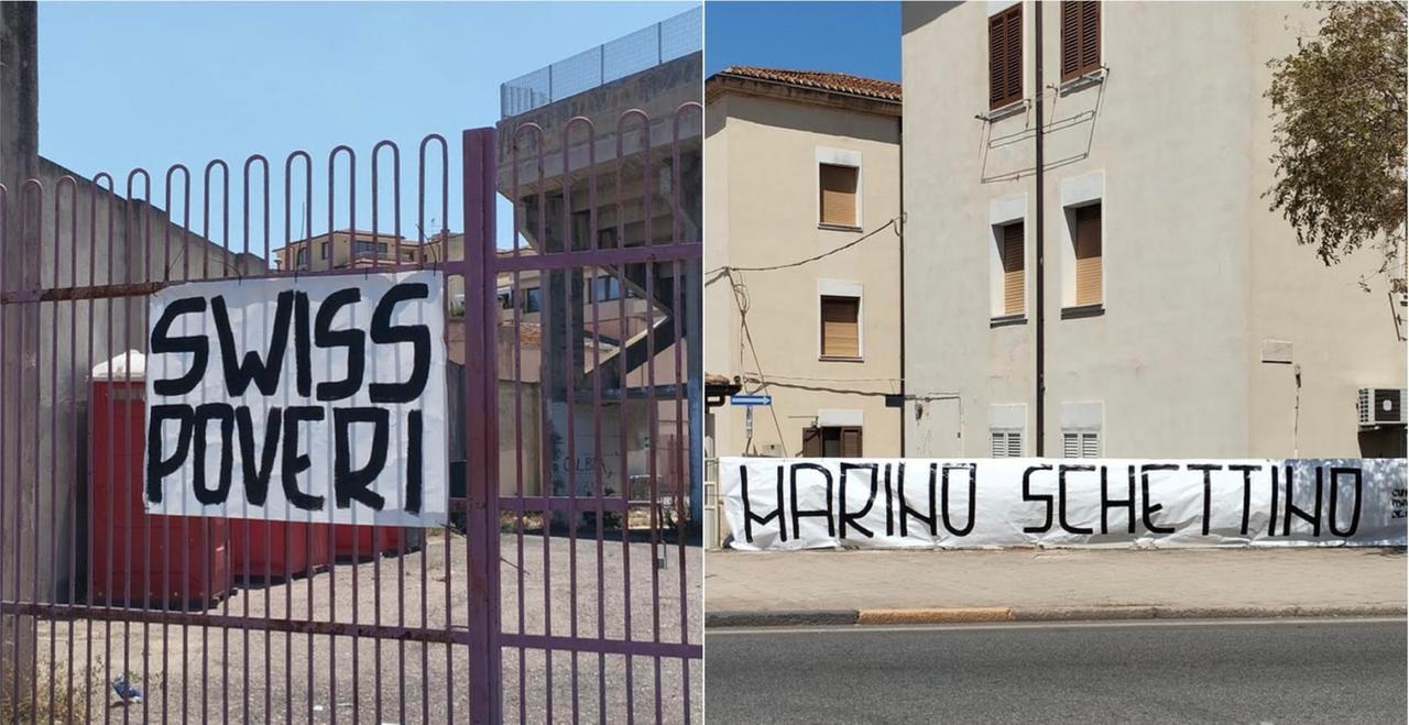 
	Gli striscioni dei tifosi dell'Olbia&nbsp;

