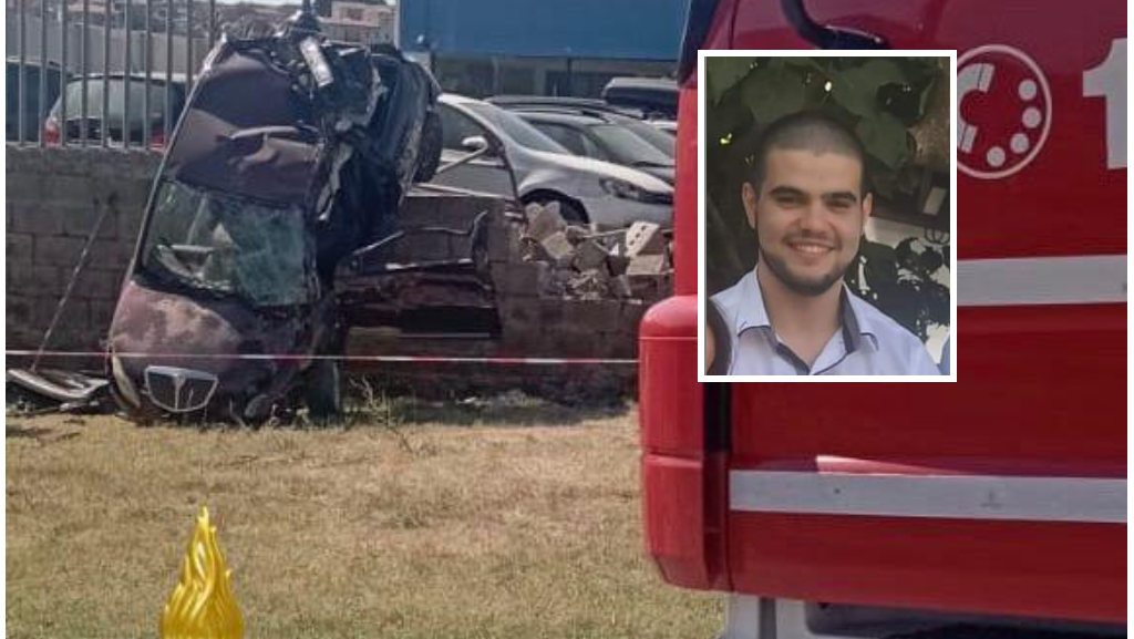 Francesco Pintore e l'auto sulla quale viaggiava