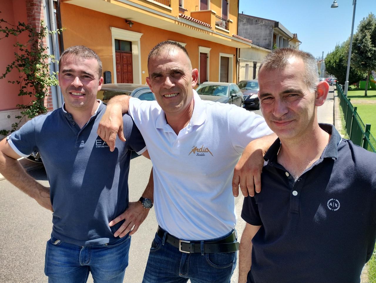 
	Da sinistra Giuseppe Spiga, Salvatore Matta prima pandela e Davide Scarpa

