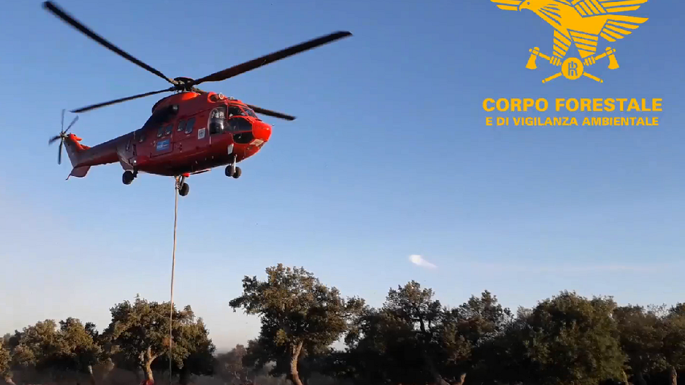 Fiamme a Bottidda, in azione due Superpuma e un canadair
