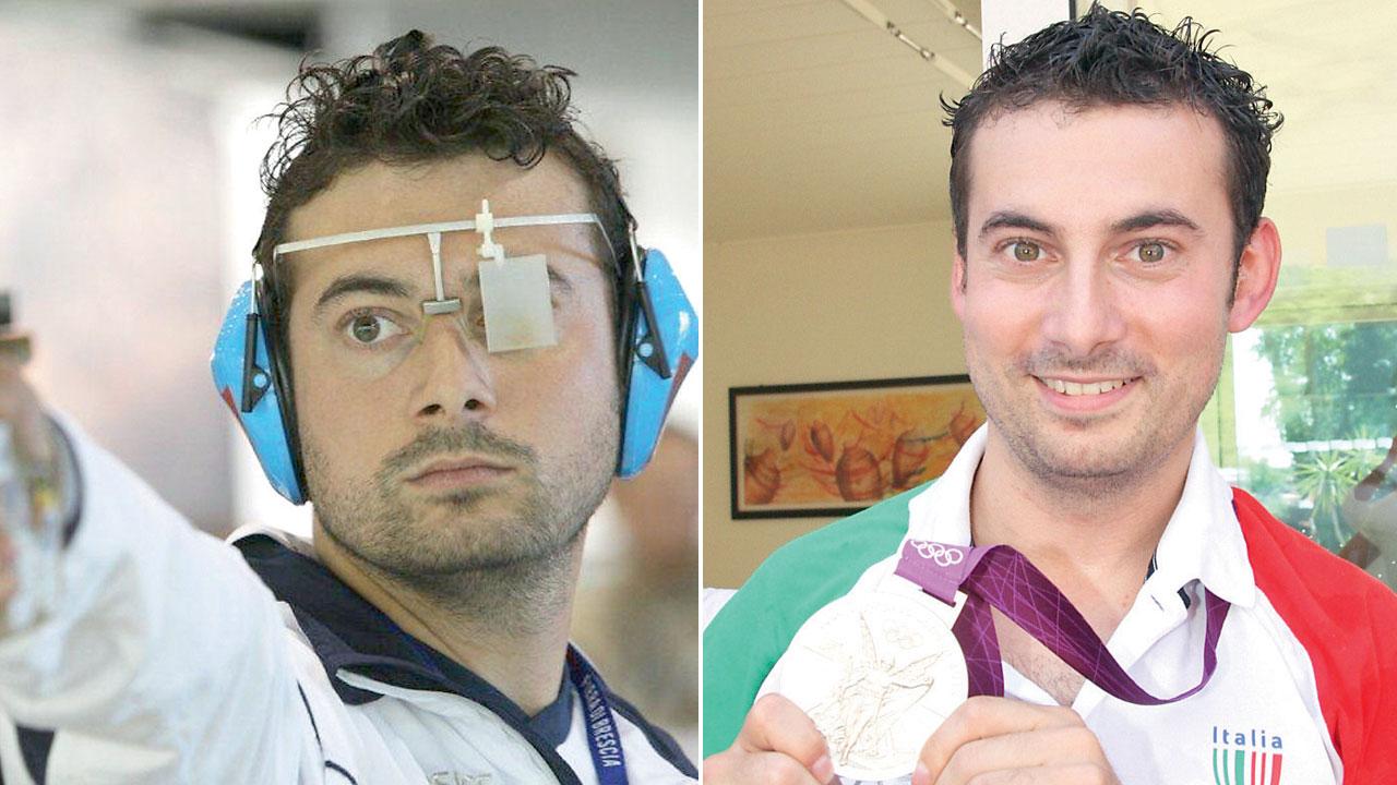 Due immagini di Luca Tesconi atleta di Pietrasanta