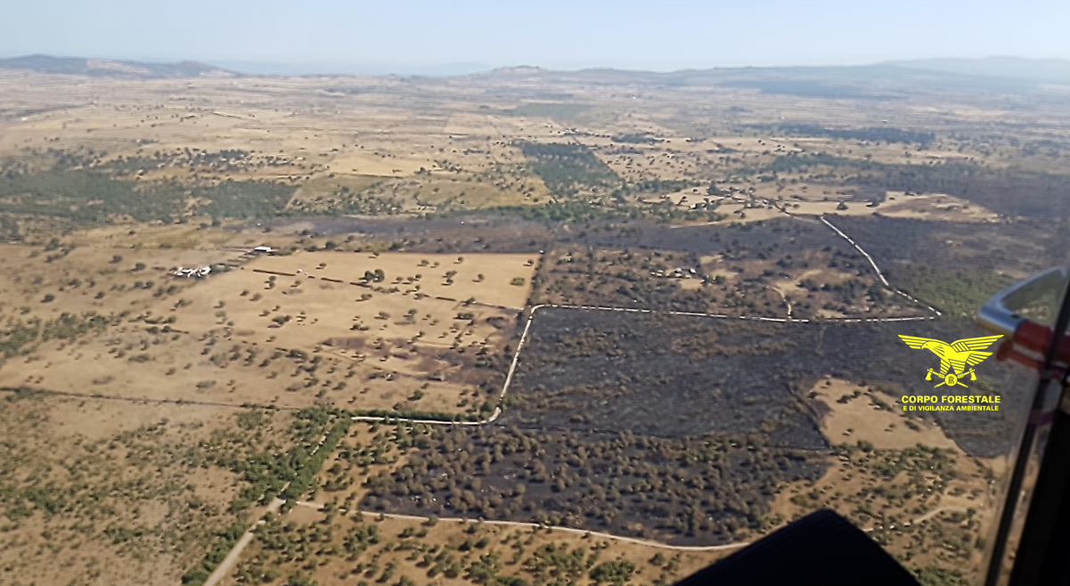 
	Un immagine dall'alto dell'incendio di Pozzomaggiore

