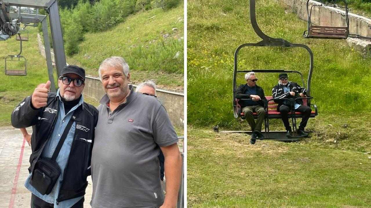 Vasco Rossi con Andrea Formento nella foto di sinistra, a destra sulla seggiovia