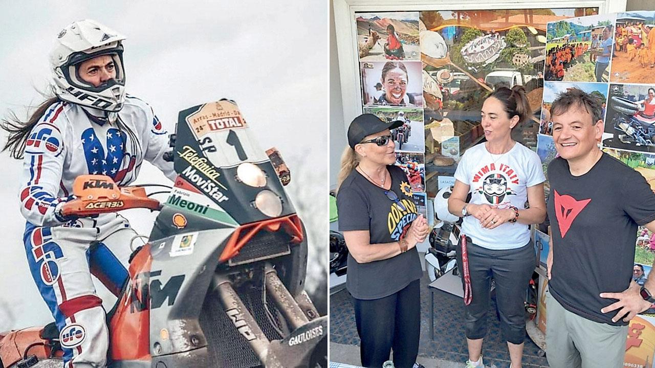 A sinistra Giannetti in sella alla sua Ktm (foto dalla sua pagina Facebook), e a destra con Cotera Arzapallo e Aliverti