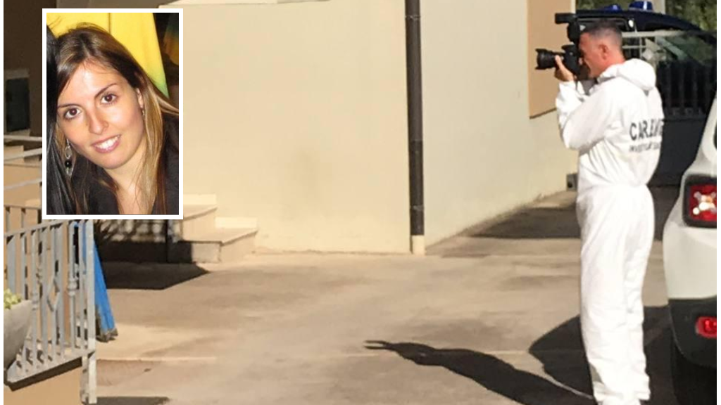 Francesca Deidda nel riquadro e un carabiniere del Ris davanti alla casa di San Sperate <em>(foto Mario Rosas)</em>