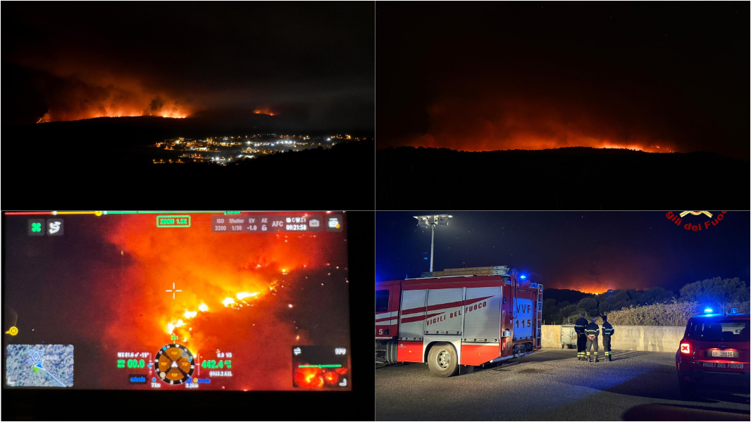 La notte di fuoco di Nuoro (f<em>oto Massimo Locci)</em>