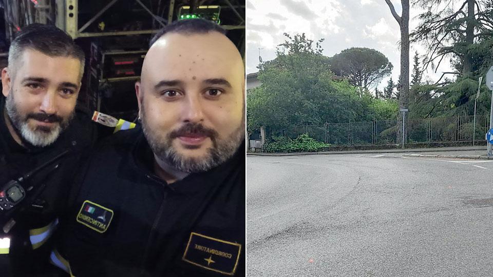 
	Simone Spinosi&nbsp; (a sinistra) insieme&nbsp; al suo amico Andrea Mussi,&nbsp;Il luogo dell&rsquo;incidente<br />
	nella zona nord di Montecatini

